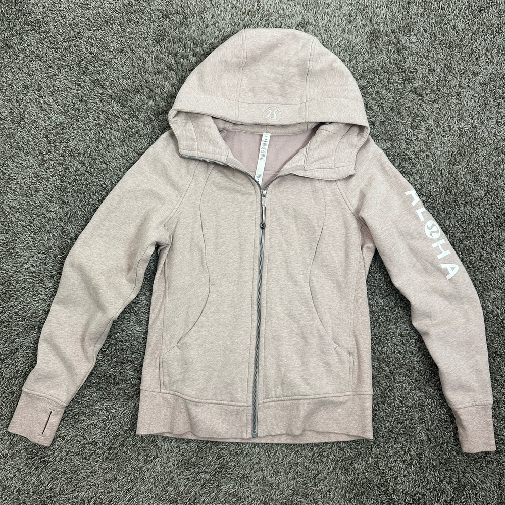 Lululemon Scuba Full Zip Hoodie Jacket Women's Sz 10 Heathered Light Pink